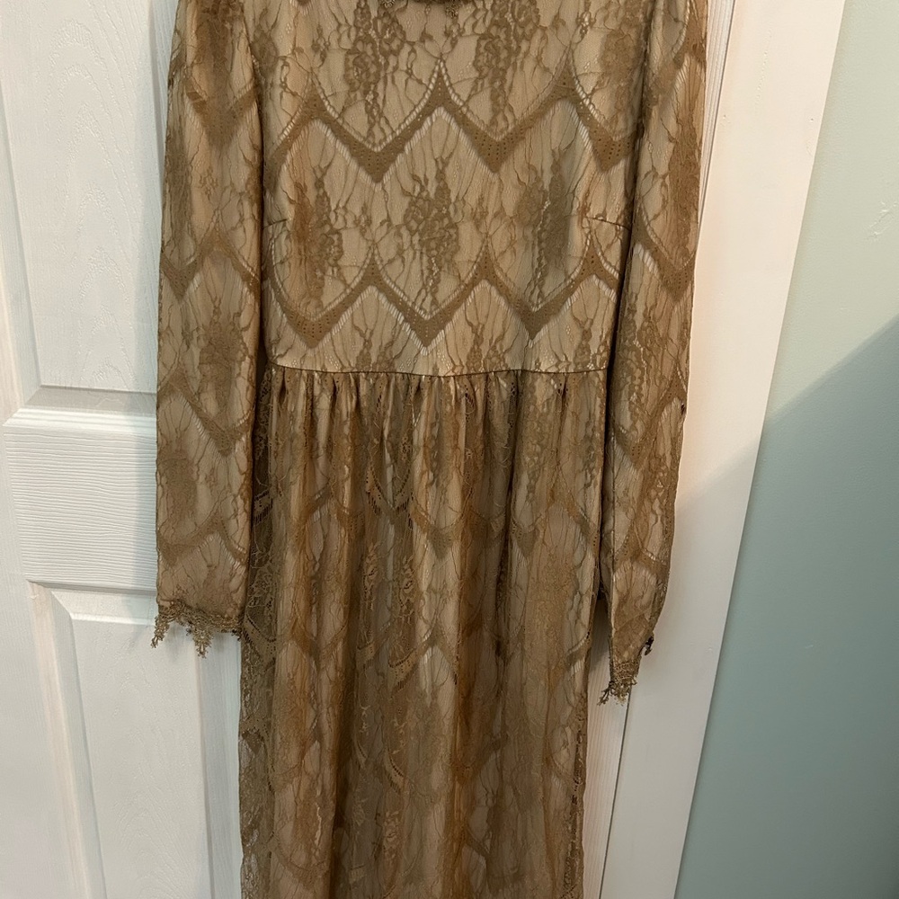 Dainty Jewells Gold Lace Overlay Dress